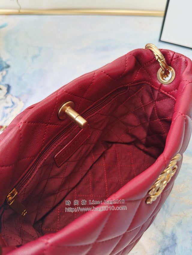 Chanel女包 香奈兒專櫃最新款羊皮金屬鏈條裝飾把柄桶包 Chanel手拎斜挎鏈條包  djc4145